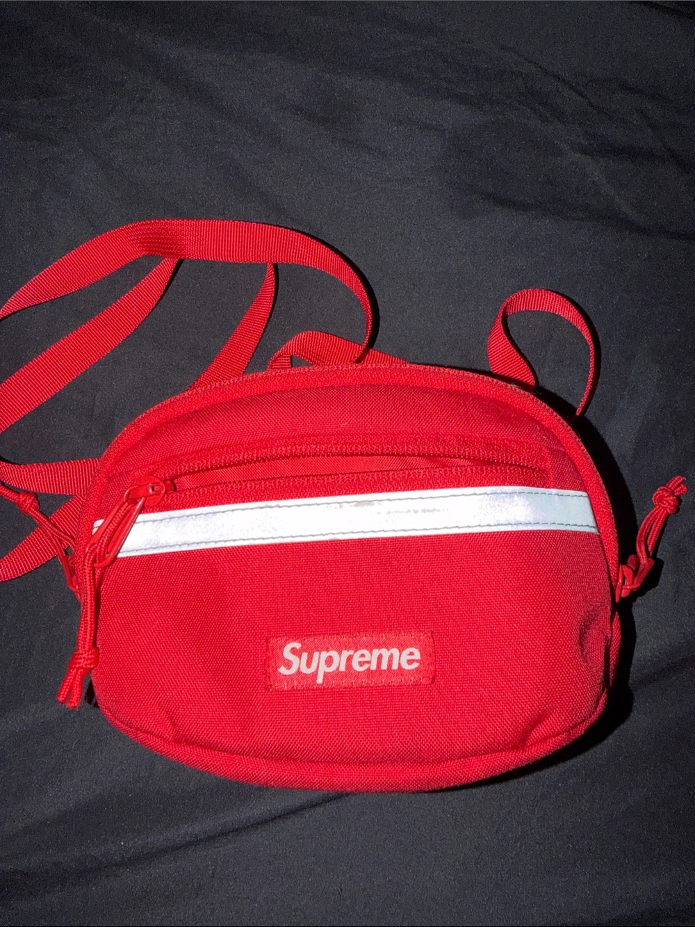 Supreme Red Reflective Stripe Crossbody Pouch